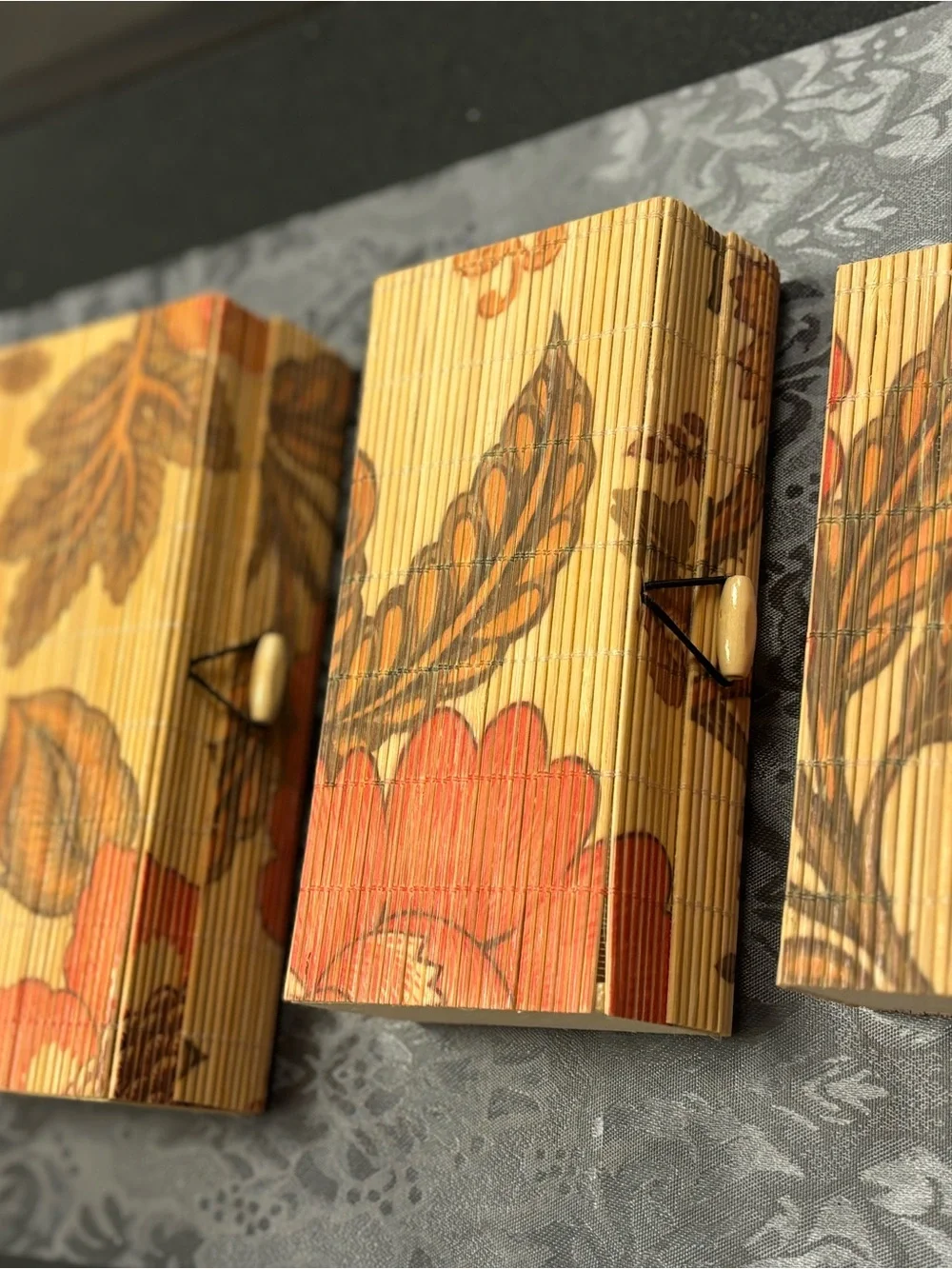 Floral Bamboo Stacked Storage Boxes from India